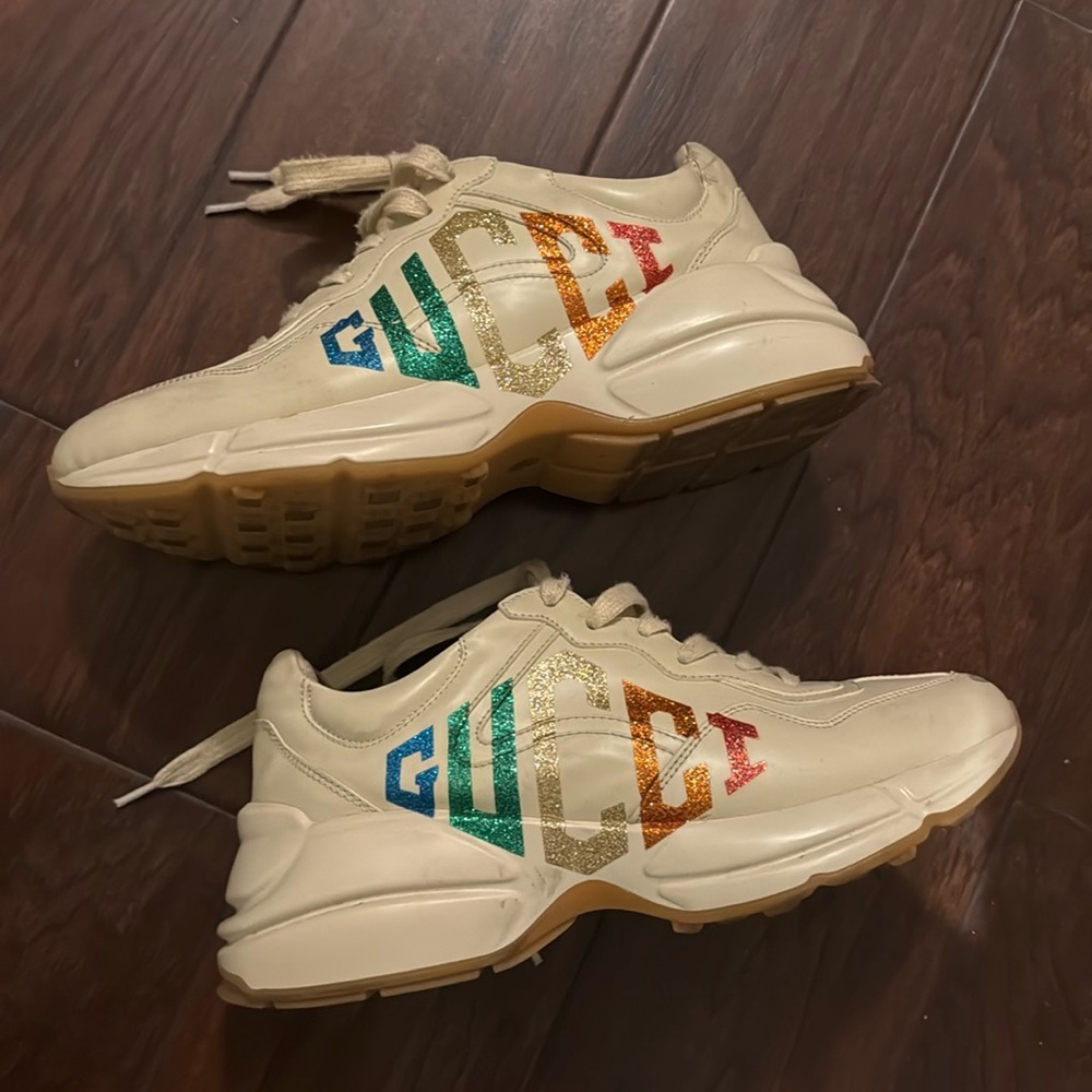 Gucci Rhyton trainers sneakers beige rainbow size 39